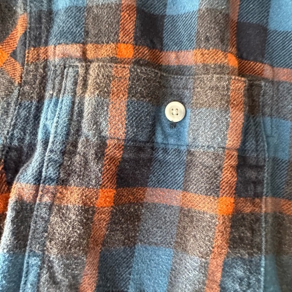 PrAna Men’s Blue and Orange Plaid Button-Up Shirt - Picture 2 of 7